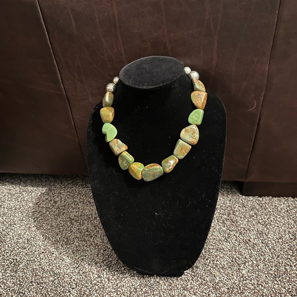 Hand Crafted  Earth “One of a Kind” Turquoise & Sterling Silver Necklace (Heavy)